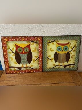 Samantha Walker Whimsical Owl Metal Hanging Wall Art Retro 70s Design